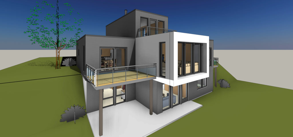 Arkitektillustrasjon av Villa Risvik med balkong