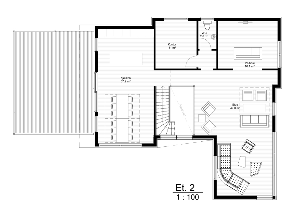 Plantegning av andre etasje i Villa Widvey